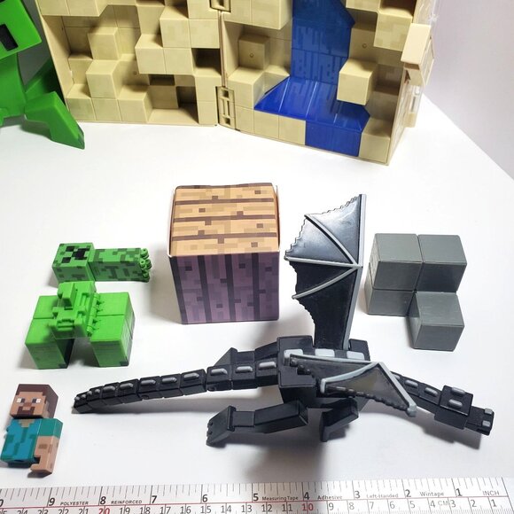 Minecraft Adventure Figures Lot Creeper Dragon Pigs Case Boxes Steve Ocelot Cows - Picture 9 of 13